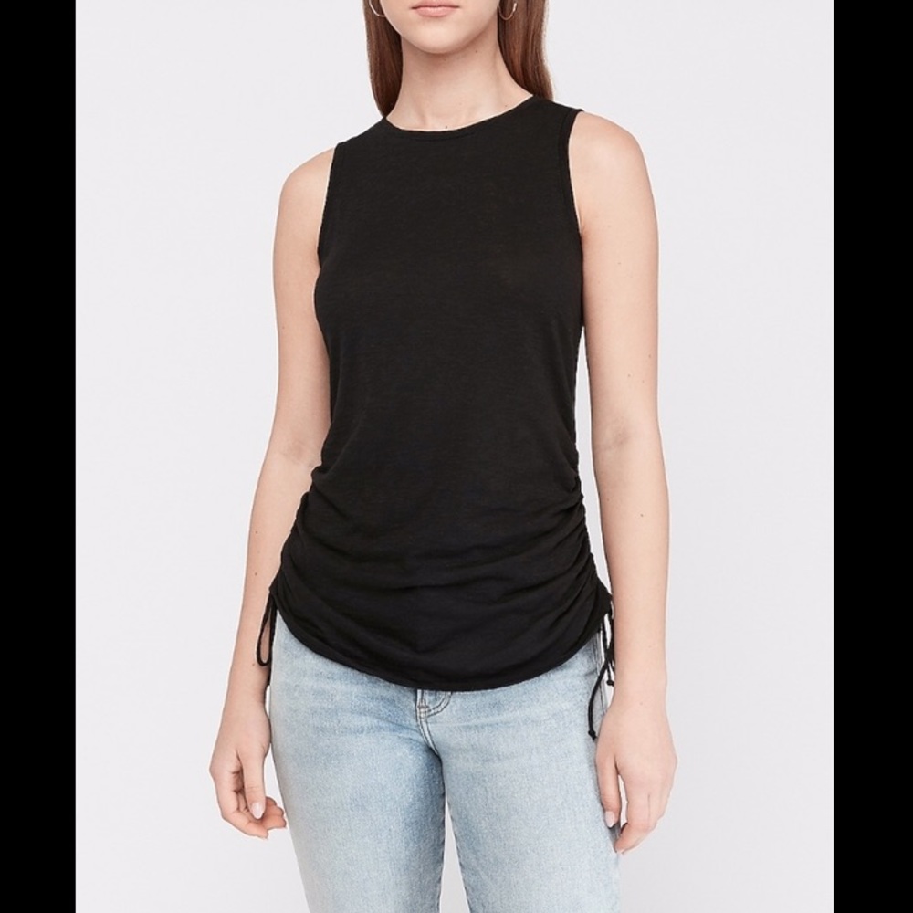NWT Express Rusche side Black sleeveless top - Picture 3 of 6